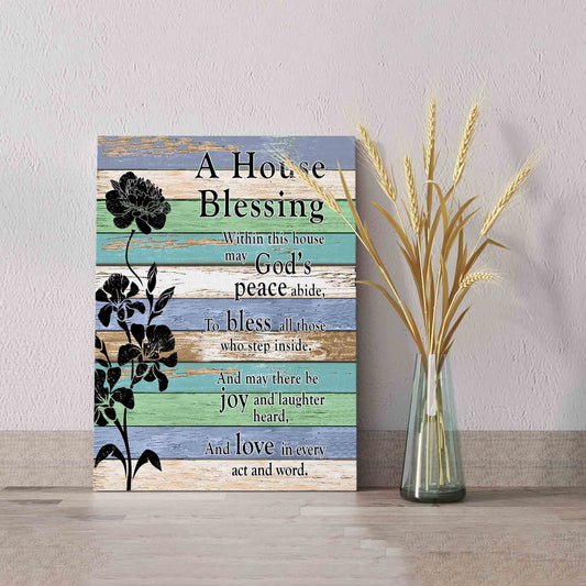 A House Blessing Canvas, Flower Canvas, Family Canvas, Wall Art Canvas, Canvas For Gift