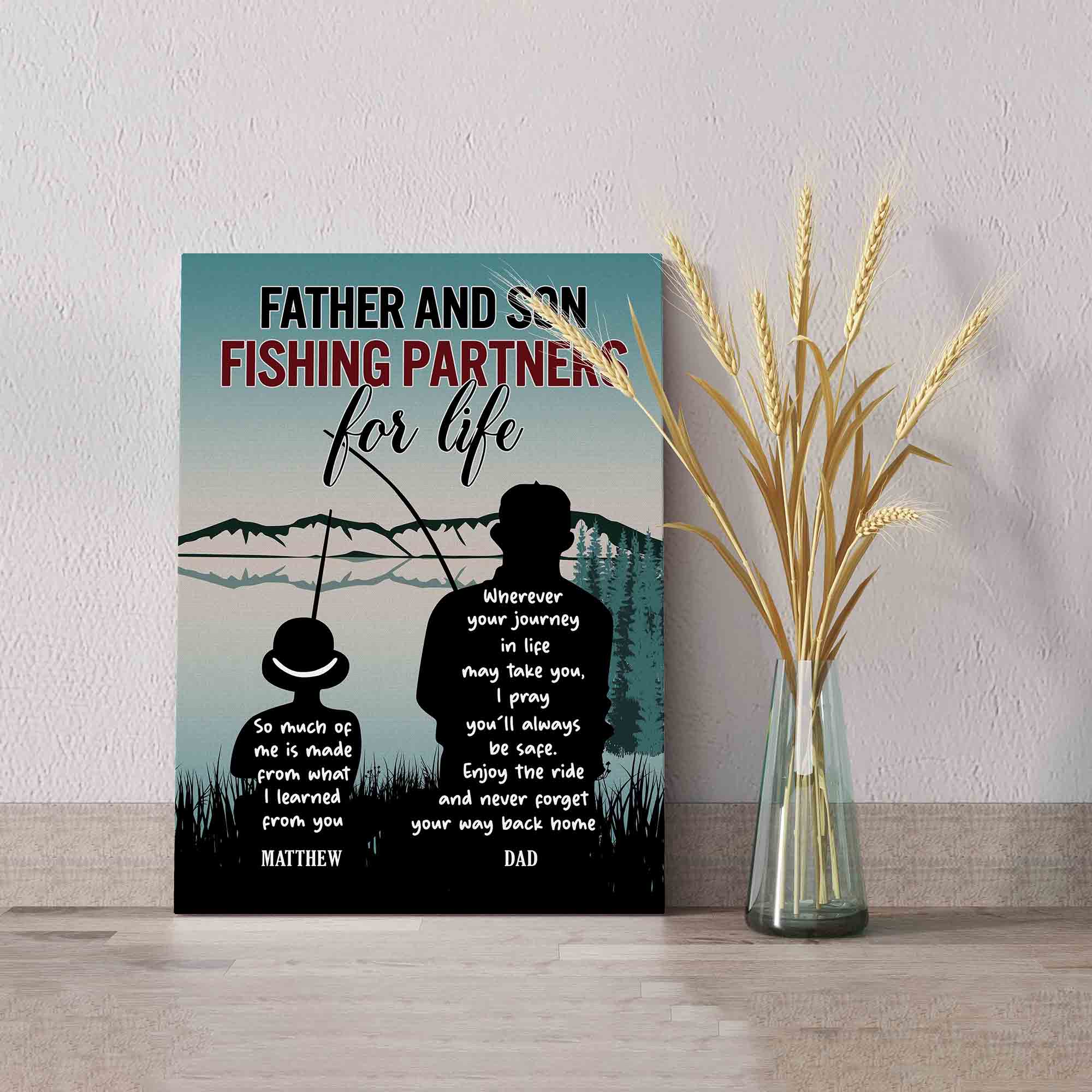 Father And Son Fishing Partners For Life Canvas, Fishing Canvas, Family Canvas, Canvas For Gift