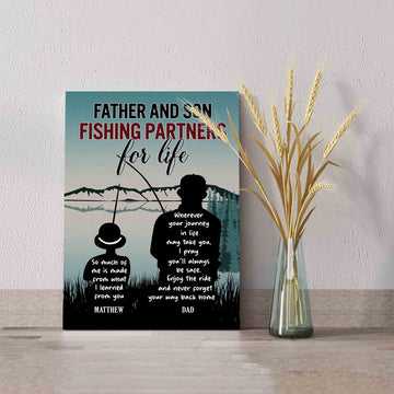 Father And Son Fishing Partners For Life Canvas, Fishing Canvas, Family Canvas, Canvas For Gift