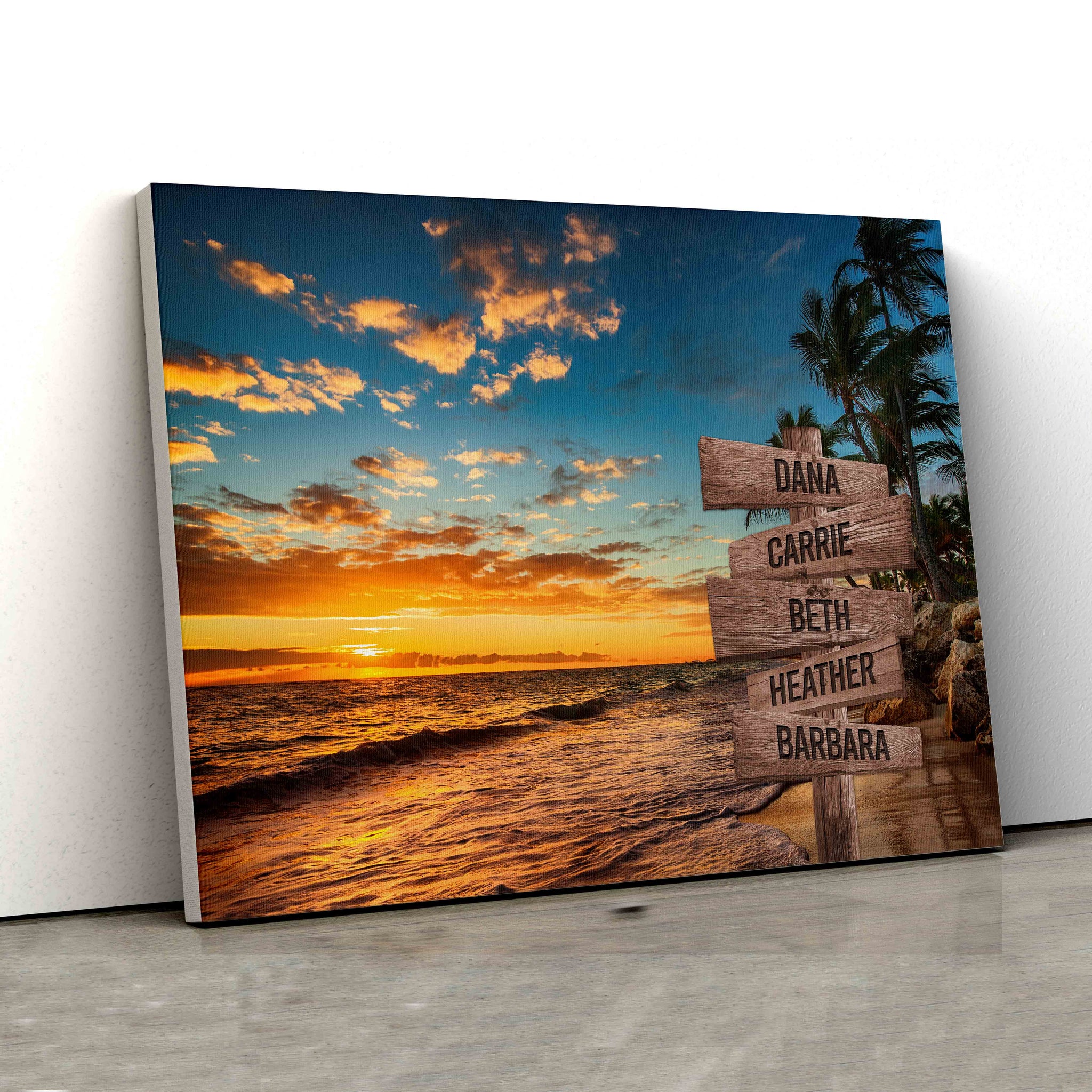 Personalized Name Canvas, Sunset Canvas, Sky Canvas, Beach Canvas, Family Canvas, Canvas For Gift