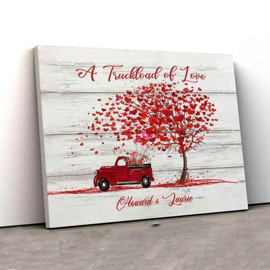 A Truckload Of Love Canvas, Personalized Name Canvas, Truck Canvas, Heart Canvas, Rose Canvas, Couple Canvas, Canvas For Gift