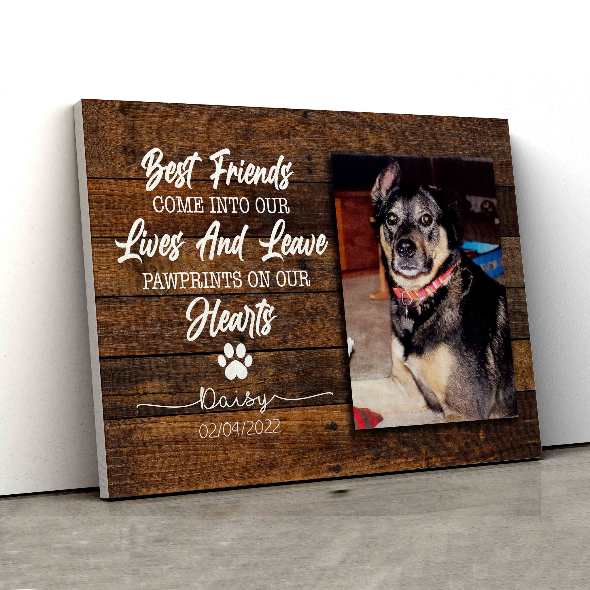 Best Friends Come Into Our Canvas, Personalized Image Canvas, Pet Memorial Canvas, Custom Name Canvas