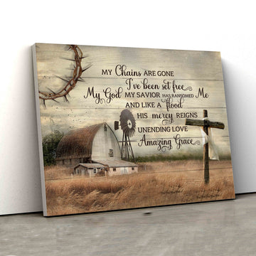 My Chains Are Gone Canvas, Wooden Cross Canvas, Barn Paintings On Canvas, Canvas Wall Art, Canvas For Gift