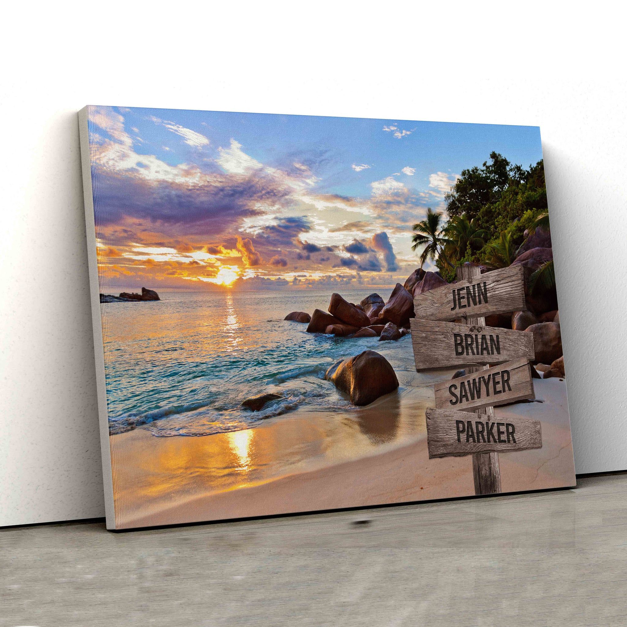 Personalized Name Canvas, Beach Canvas, Sunset Canvas, Family Canvas, Canvas Wall Art, Canvas For Gift
