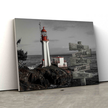 Personalized Name Canvas, Lighthouse Canvas, Beach Canvas, Family Canvas, Canvas Wall Art, Canvas For Gift