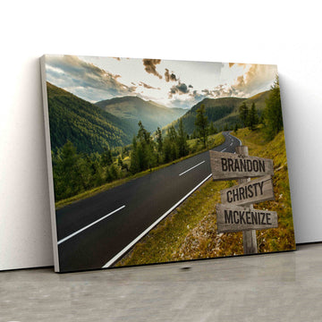 Personalized Name Canvas, Mountain Canvas, Road Canvas, Family Canvas, Canvas Wall Art, Canvas For Gift