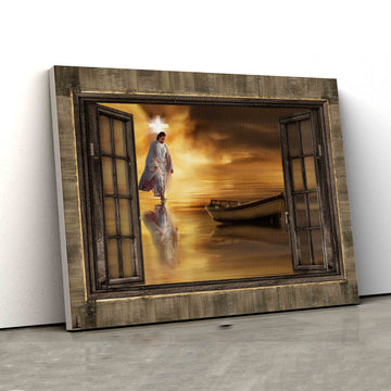 Jesus Canvas, Cross Canvas, Wooden Window Canvas, Boat Canvas, Family Canvas, Wal Art Canvas, Gift Canvas