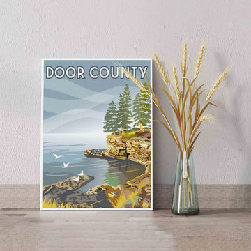 Door County Canvas, Cedar Trees Canvas Art, Bird Canavs, Canvas On The Bluffs, Wall Art Canvas, Gift Canvas