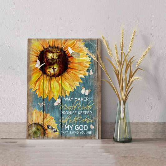 Way Maker Miracle Worker Canvas, Jesus Canvas, Cross Canvas, Sunflower Canvas, Butterfly Canvas, Gift Canvas