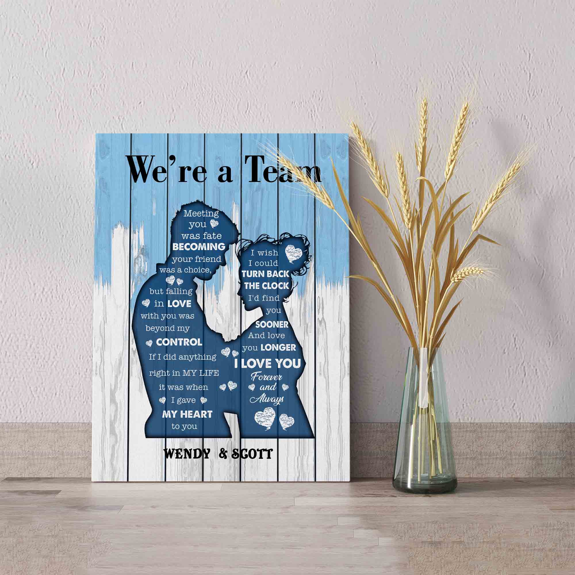 Personalized Name Canvas, We're A Team Canvas, Heart Canvas, Couple Canvas, Wall Art Canvas, Gift Canvas