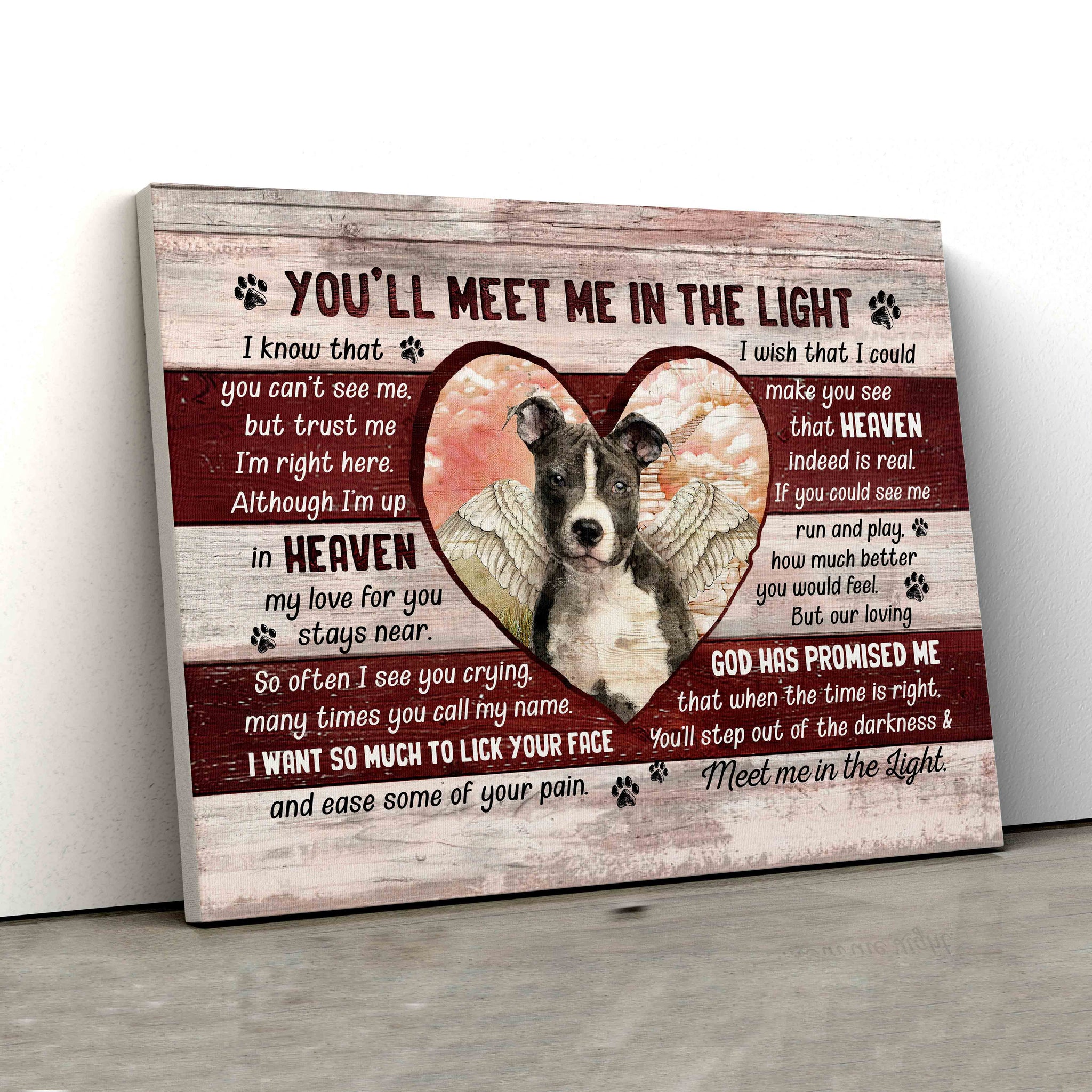 You'll Meet Me In The Light Canvas, Pet Memorial Canvas, Custom Name Canvas, Canvas Wall Art, Gift Canvas