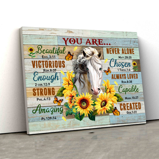 You Are Beautiful Canvas, Horse Canvas, Butterfly Canvas, Sunflower Canvas, Canvas Wall Art, Gift Canvas