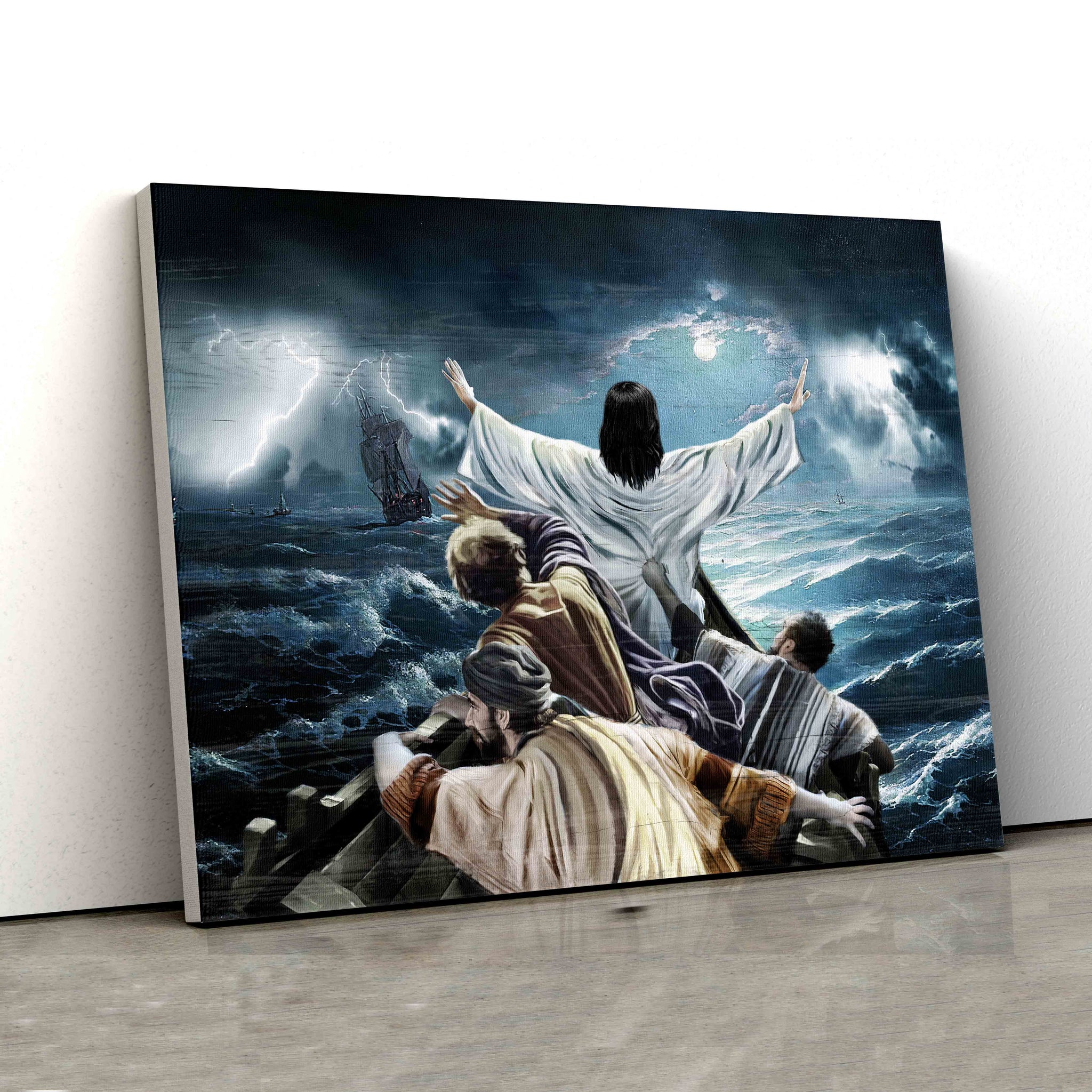 The Storm On The Sea Canvas, Jesus Canvas, Jesus Saved Us Canvas, God Canvas, Canvas Wall Art, Gift Canvas
