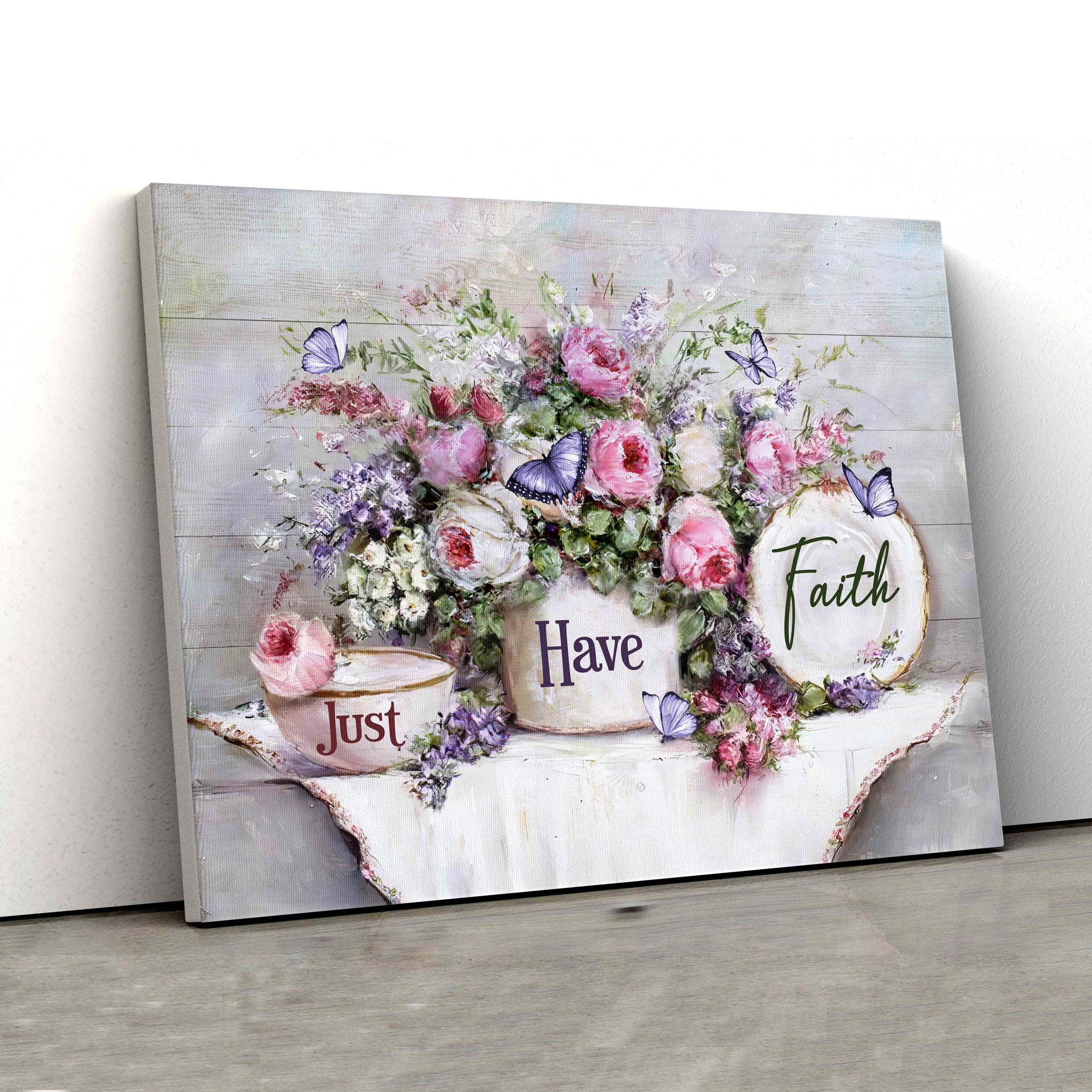 Just Have Faith Canvas, Butterfly Canvas Painting, Flower Canvas Painting, Canvas Wall Art, Gift Canvas