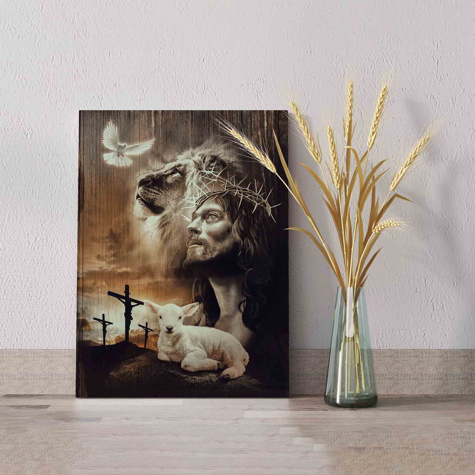 Jesus Canvas, Lamb Of God Canvas, Lion Of Judah Canvas, The Old Rugged Crosses Canvas, Canvas Wall Art, Gift Canvas