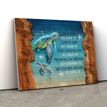 We Only Get One Life So Live It Canvas, Turtle Canvas Painting, Starfish Canvas, Canvas Wall Art, Gift Canvas
