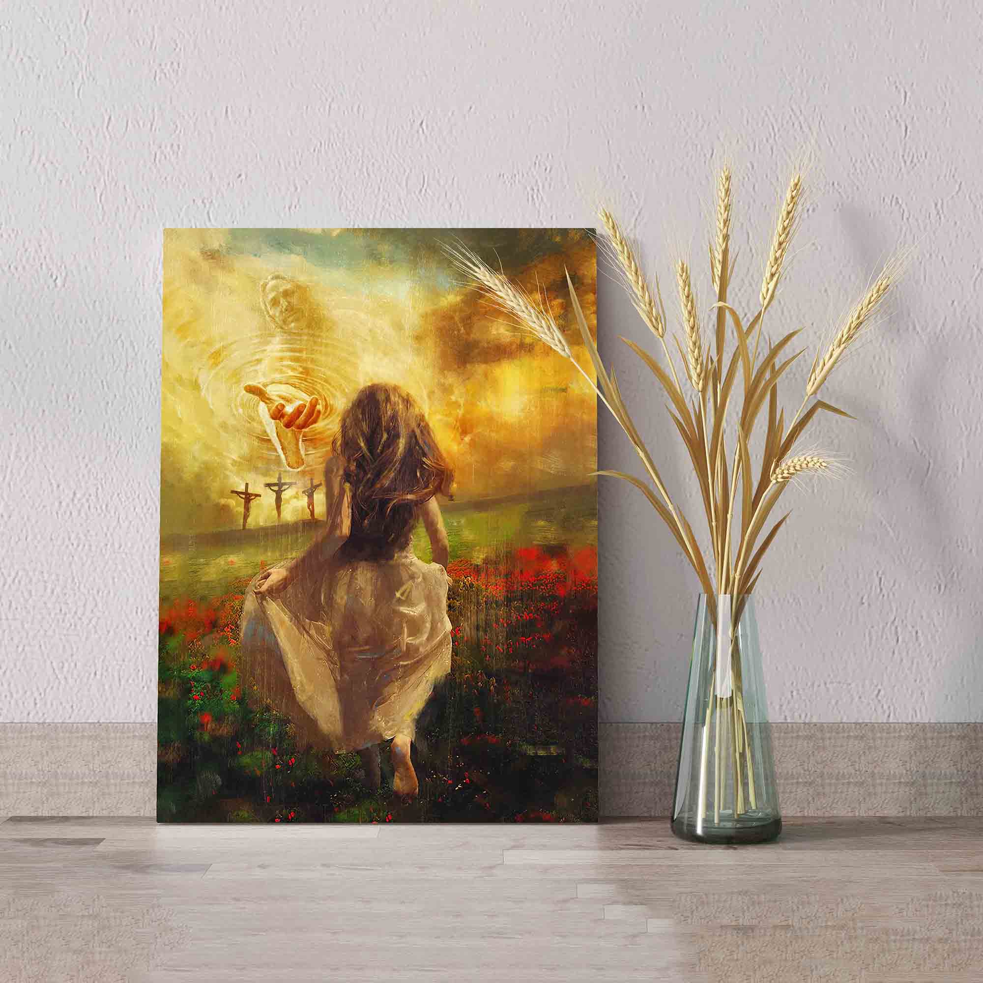 The Hand Of God Canvas, Jesus Canvas, Beautiful Girl Canvas, Run To The Beautiful World Canvas, Canvas Wall Art