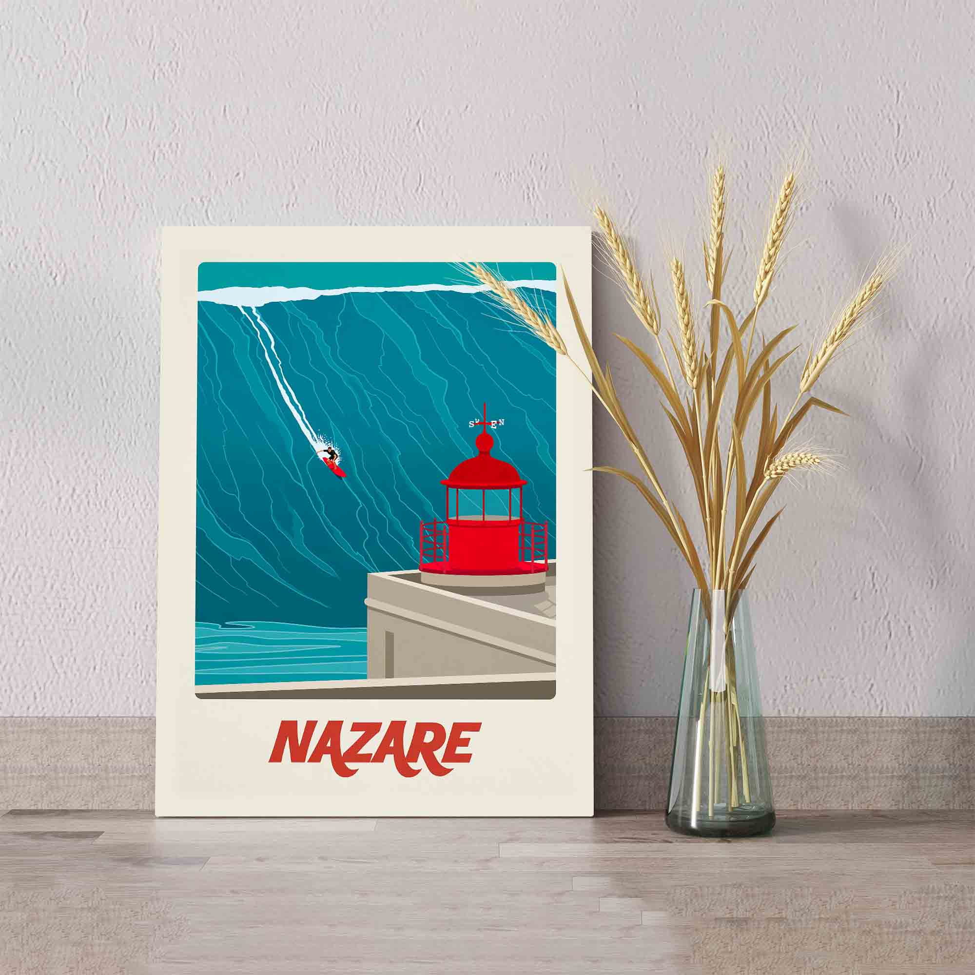 Nazare Surf Canvas, Travel Poster Canvas, Wall Art Canvas, Gift Canvas