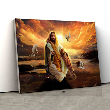 Jesus Canvas, The Hand Of God Canvas, Dove Canvas, Sunset Canvas, Family Canvas, Canvas Wall Art, Gift Canvas