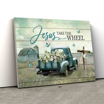 Jesus Take The Wheel Canvas, Daisy Flower Canvas, Butterfly Canvas, Cross Canvas, Ladybug Car Canvas, Barn Canvas Art