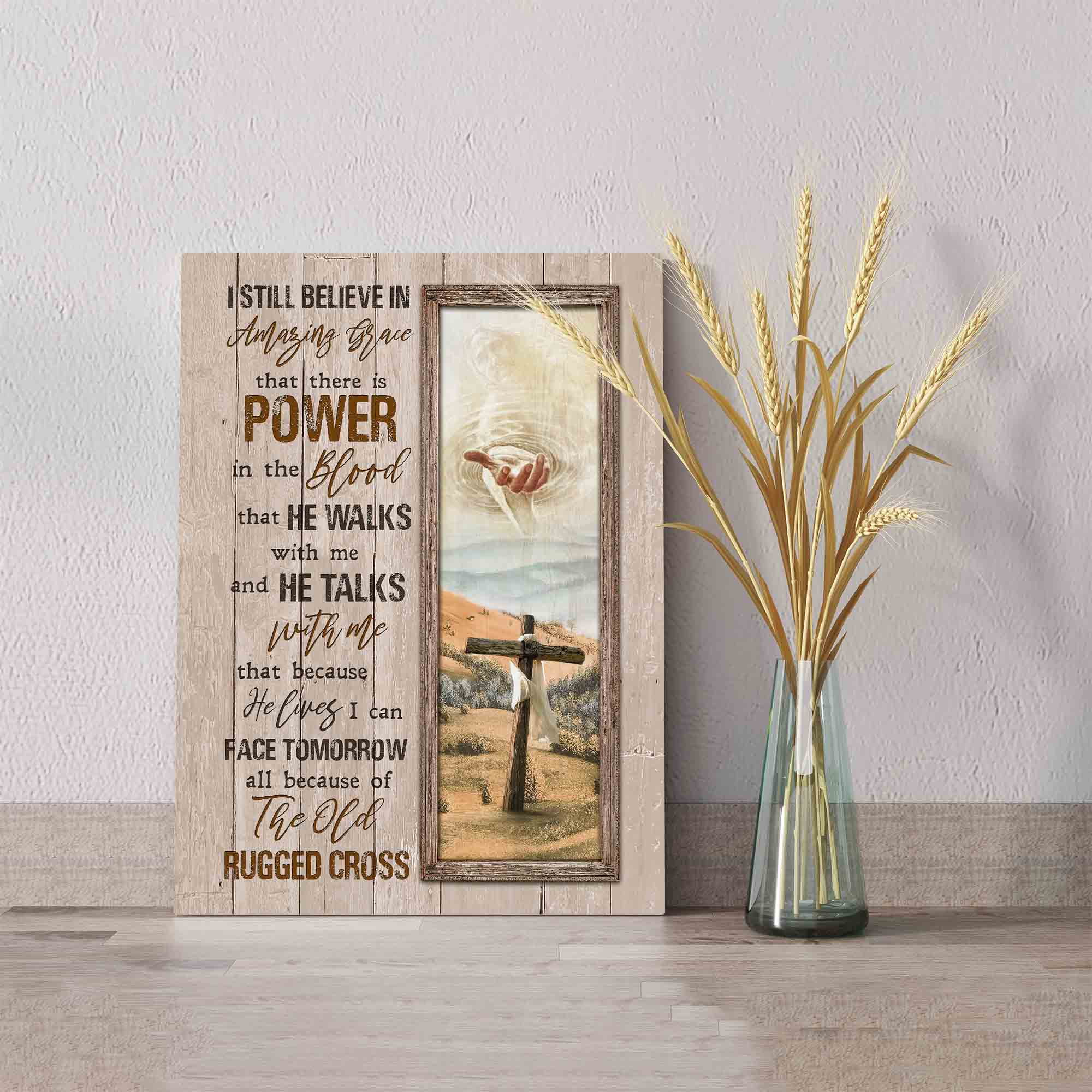 I Still Believe In Amazing Grace Canvas, Hand Of God Canvas, Wooden Cross Canvas, God Canvas, Canvas Wall Art, Gift Canvas
