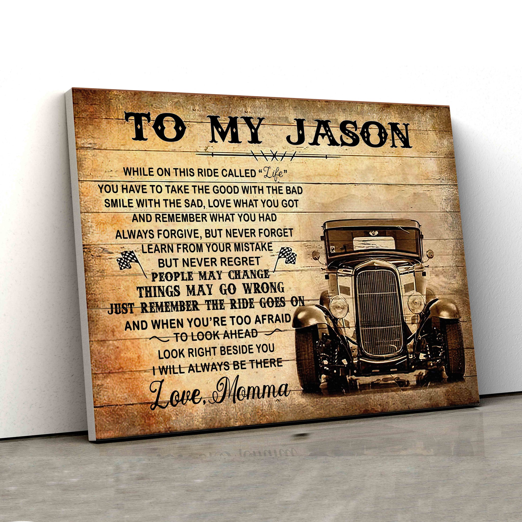 Personalized Name Canvas, To My Jason Canvas, Race Car Canvas, Hot Rods Canvas, Custom Name Canvas, Canvas Wall Art