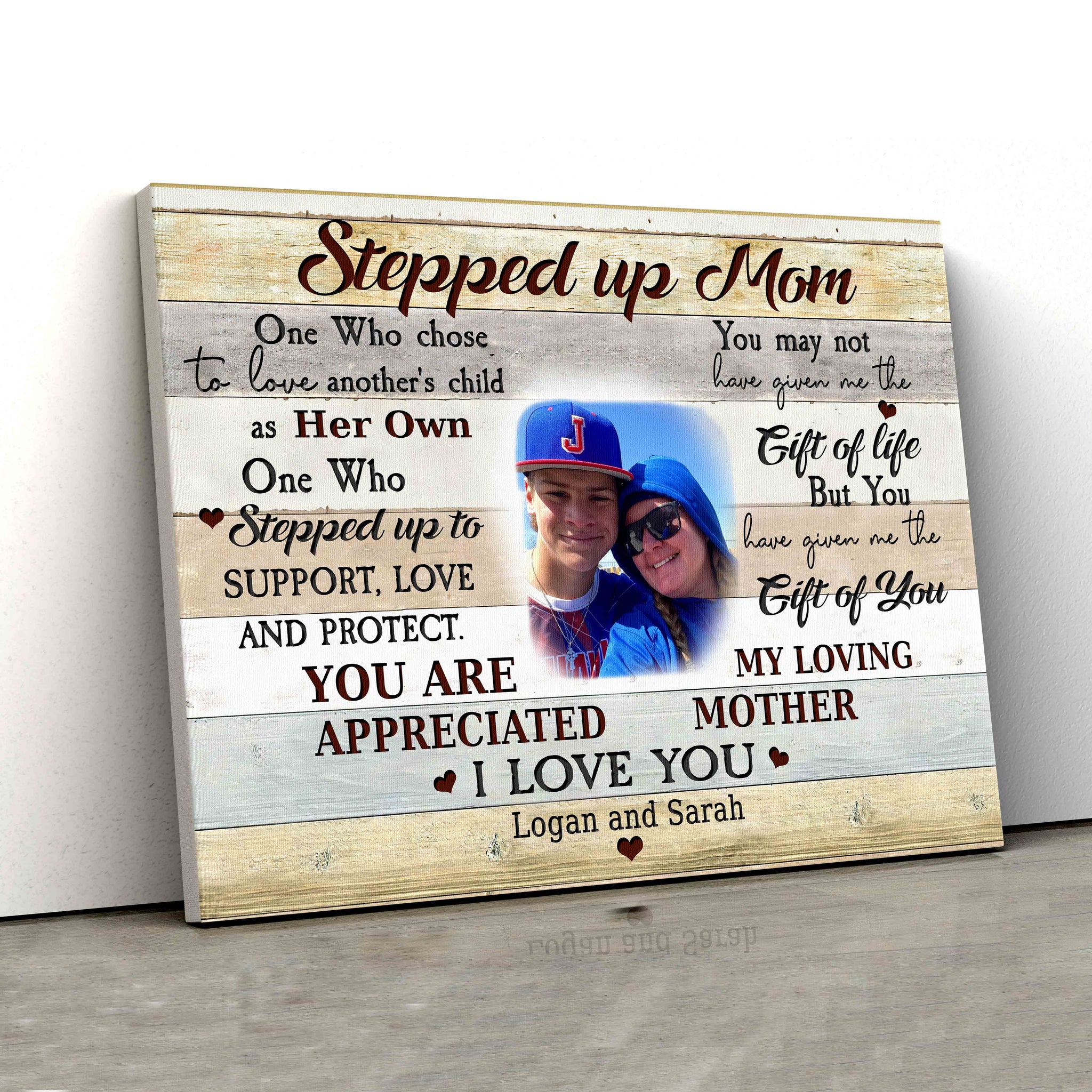 Stepped Up Mom Canvas, Family Canvas, Personalized Image Canvas, Custom Name Canvas, Canvas Wall Art, Gift Canvas