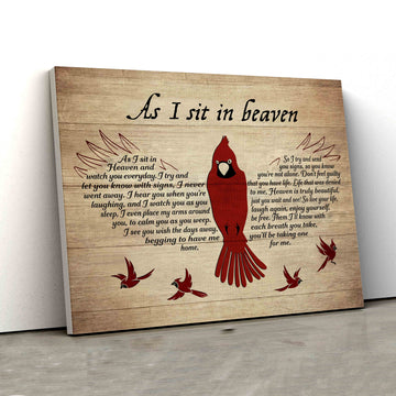 As I Sit In Heaven Canvas, Cardinal Canvas, Memorial Canvas, Canvas Wall Art, Gift Canvas