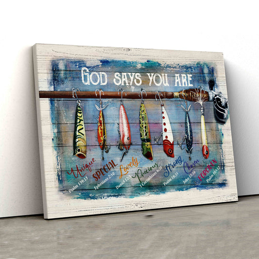 God Says You Are Canvas, Fish Canvas Wall Art, Canvas Hooks, Fishing Rod Canvas, Wall Art Canvas