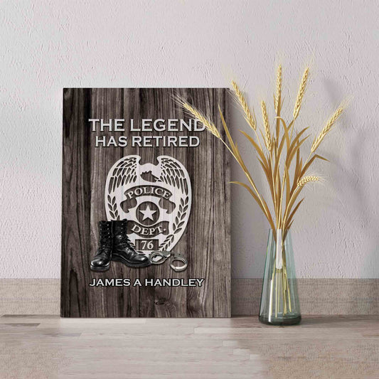 The Legend Has Retired Canvas, Police Canvas, Custom Name Canvas, Wall Art Canvas, Gift Canvas