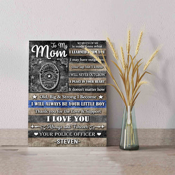 To My Mom Canvas, Police Officer Canvas, Family Canvas, Custom Name Canvas, Wall Art Canvas, Gift Canvas