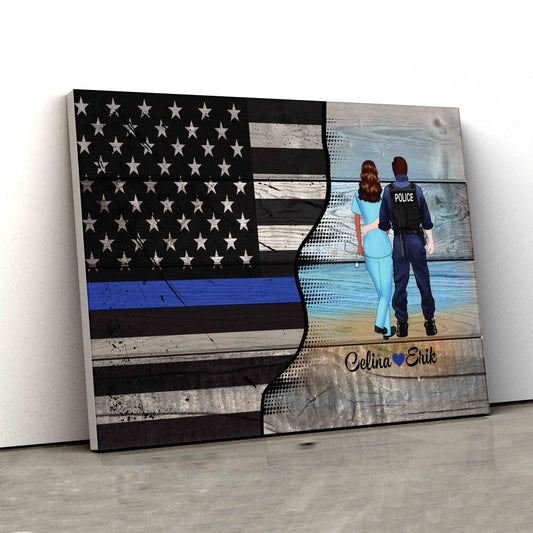 Personalized Name Canvas, American Flag Canvas, Half Flag Canvas, Police Canvas, Nurse Canvas, Gift Canvas