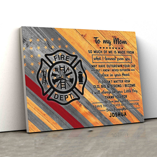 To My Mom Canvas, Firefighter Canvas, Family Canvas, Custom Name Canvas, Wall Art Canvas, Gift Canvas
