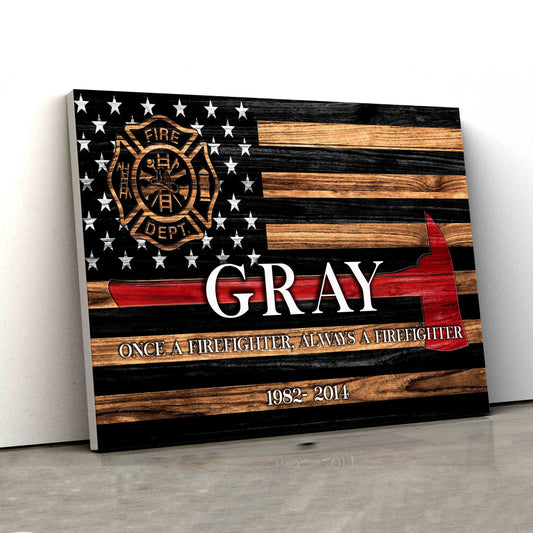 Personalized Name Canvas, Firefighter Canvas, American Flag Canvas, Wall Art Canvas, Gift Canvas