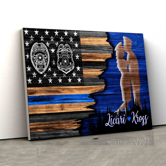 Personalized Name Canvas, American Flag Canvas, Police Badge Canvas, Couple Canvas, Wall Art Canvas
