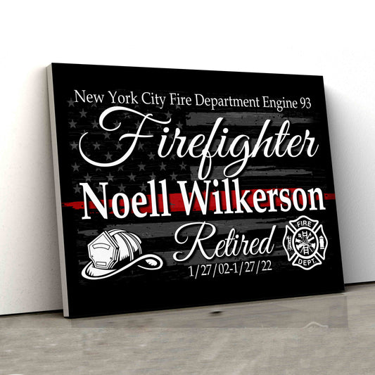 Personalized Name Canvas, Firefighter Canvas, American Flag Canvas, Retirement Canvas, Gift Canvas