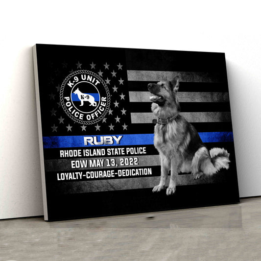 Personalized Name Canvas, Police Officer Canvas, German Shepherd Canvas, American Flag Canvas, Gift Canvas