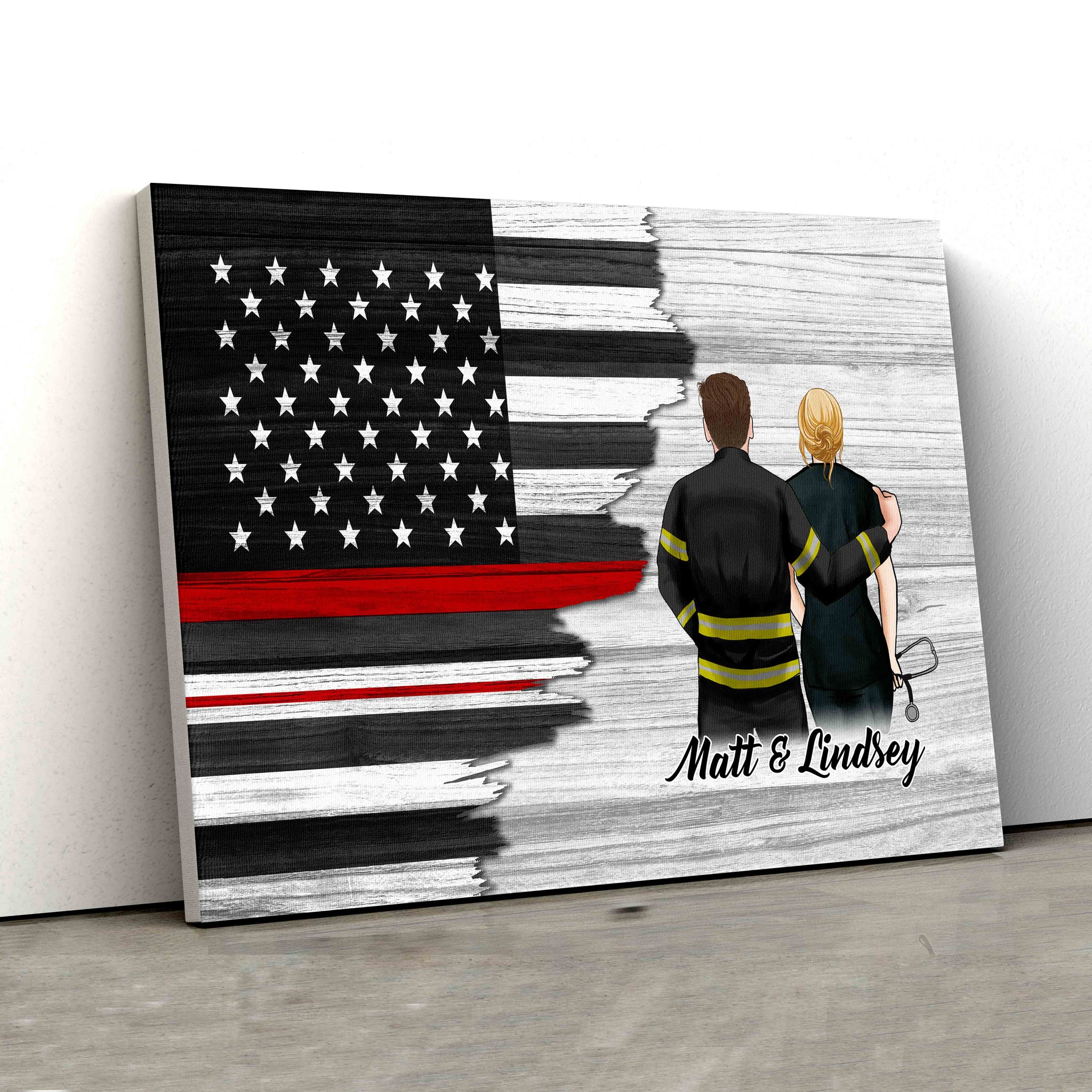 Personalized Name Canvas, American Flag Canvas, Firefighter Canvas, Nurse Canvas, Wall Art Canvas, Gift Canvas