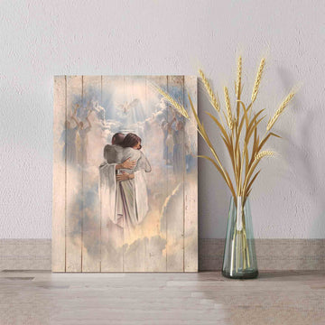 Man Hugging Jesus In Heaven, Holy Spirit Canvas, White Dove Canvas, Wall Art Canvas, Gift Canvas