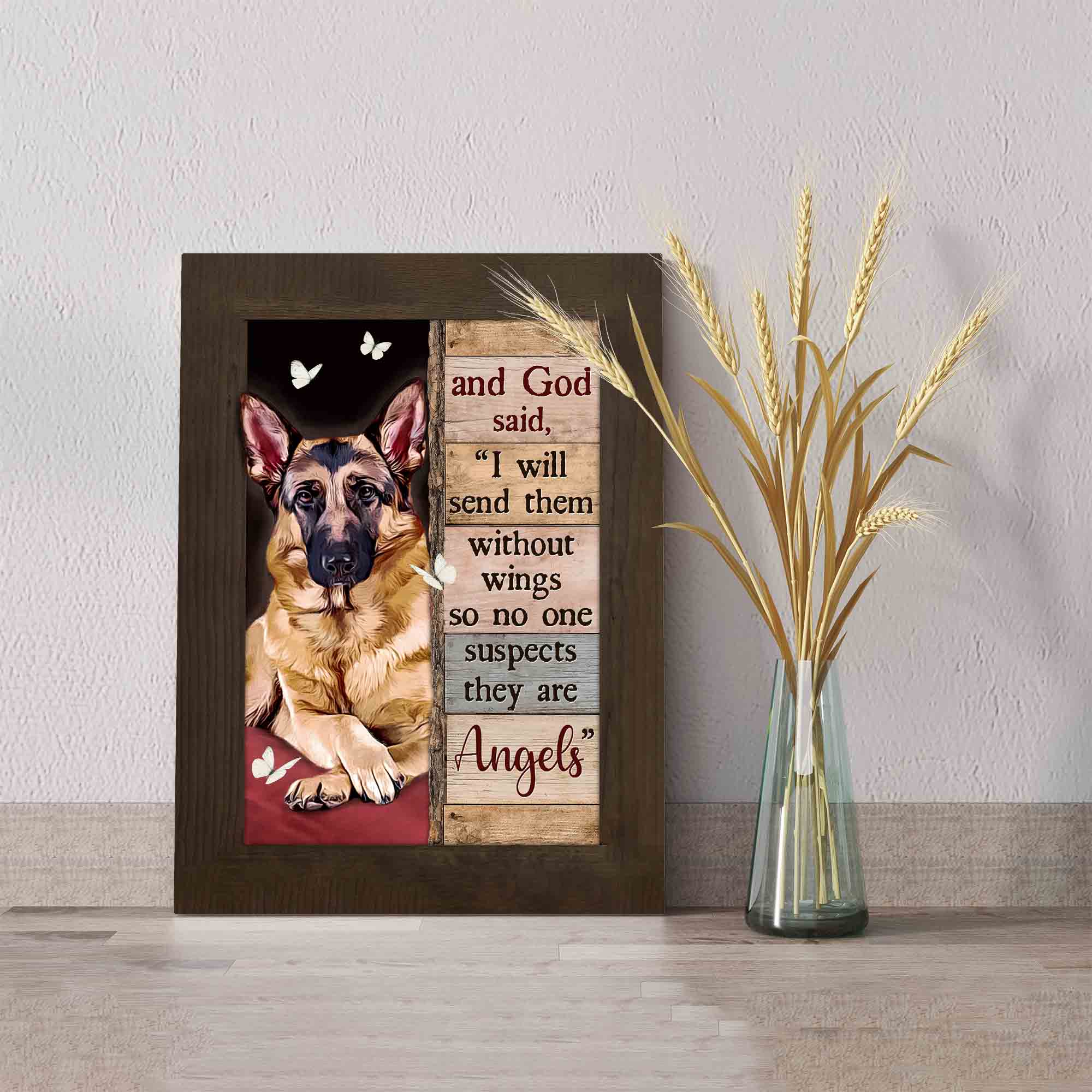 I Will Send Them Without Wings Canvas, German Shepherd Canvas, Butterfly Canvas, Canvas Wall Art, Gift Canvas