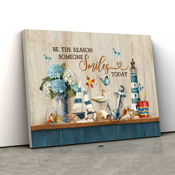 Be The Reason Someone Smiles Canvas, Types Of Seashell Canvas, Butterfly Canvas, Hydrangea Canvas Wall Art