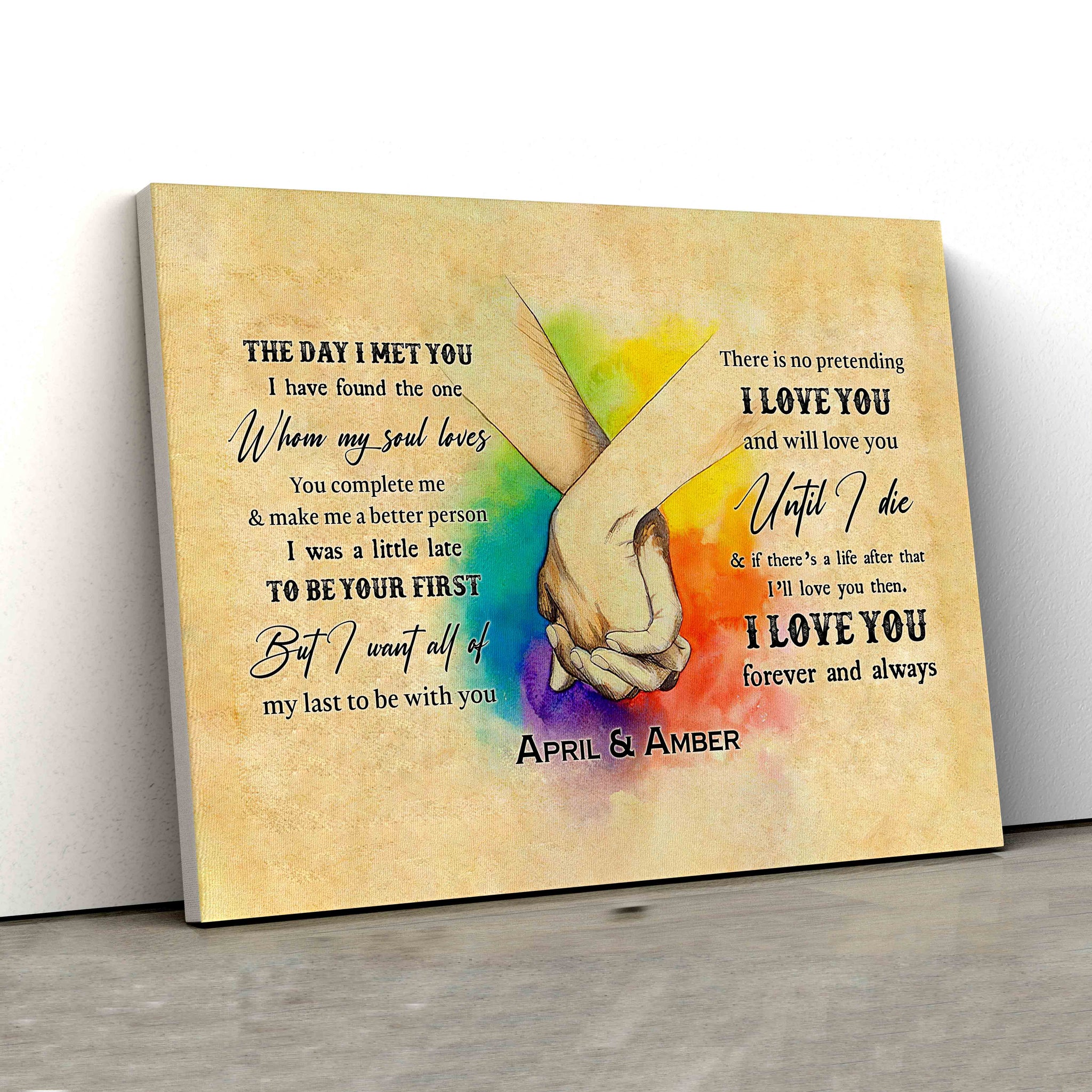 The Day I Met You Canvas, Couple Canvas, Hand In Hand Canvas, Custom Name Canvas, Gift Canvas
