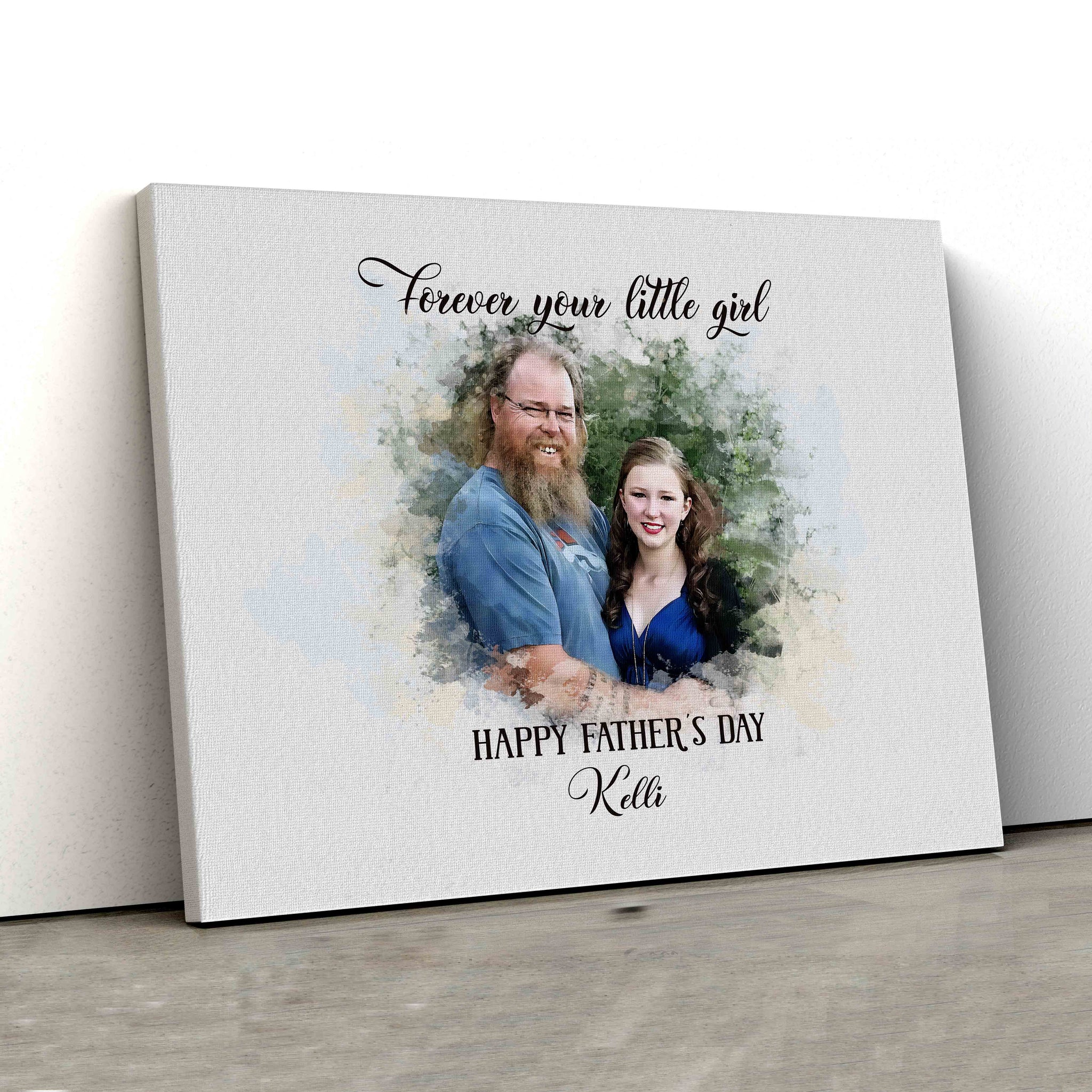 Forever Your Little Girl Canvas, Happy Father Day Canvas, Personalized Image Canvas, Custom Name Canvas, Gift Canvas