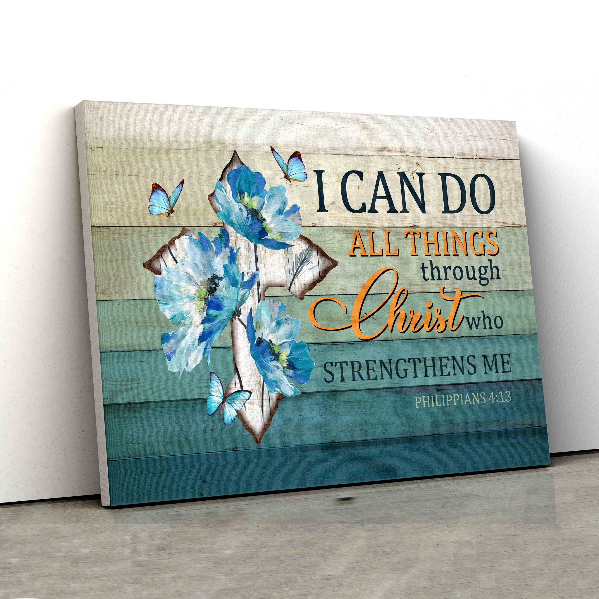 I Can Do All Things Through Christ Canvas, Flower Canvas, Butterfly Canvas, Family Canvas, Gift Canvas