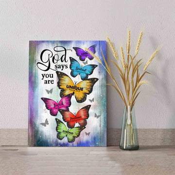 God Says You Are Canvas, God Canvas, Colorful Butterfly Canvas, Canvas Wall Art, Gift Canvas