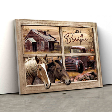 Just Breathe Canvas, Countryside Canvas, Horse Canvas, Barn House Canvas, Truck Canvas, Canvas Wall Art, Gift Canvas