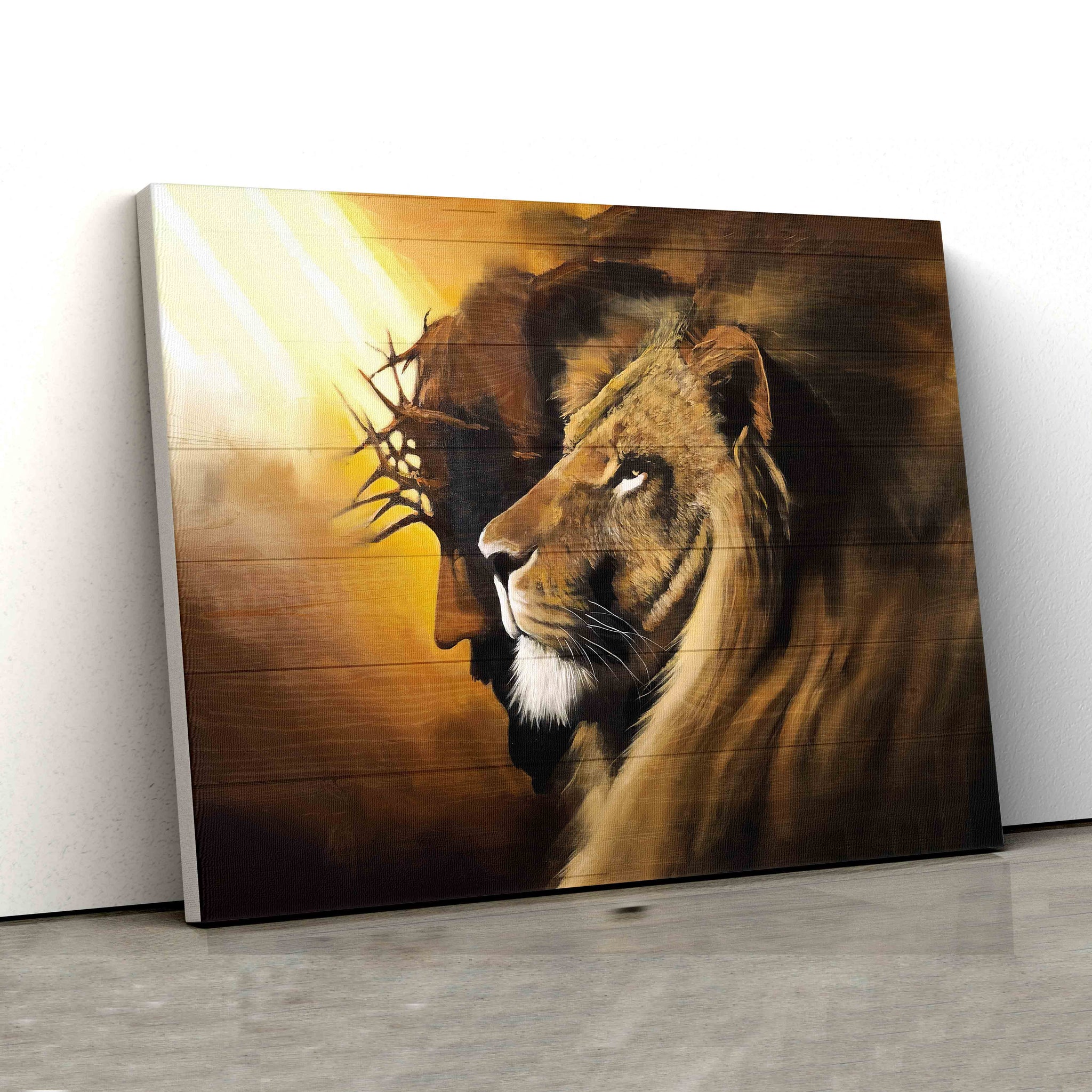 Awesome Lion And God Canvas, Lion Canvas, Jesus Canvas, God Canvas, Canvas Wall Art, Gift Canvas