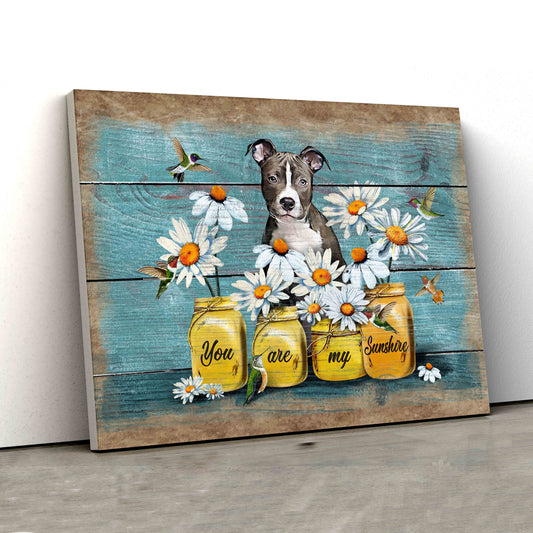 You Are My Sunshine Canvas, Pit Bull Canvas, Dog Canvas, Daisy Canvas, Hummingbird Canvas, Canvas Wall Art, Gift Canvas