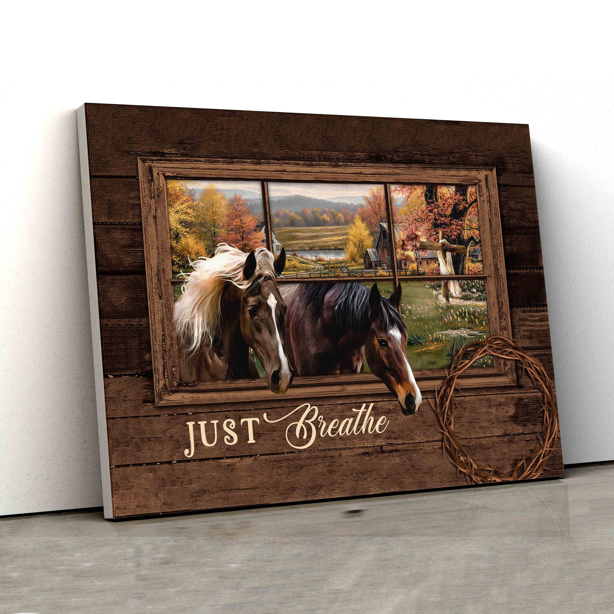 Just Breathe Canvas, Horse Canvas, Autumn Forest Canvas, Crown Of Thorns Canvas, Cross Canvas, Canvas Wall Art, Gift Canvas