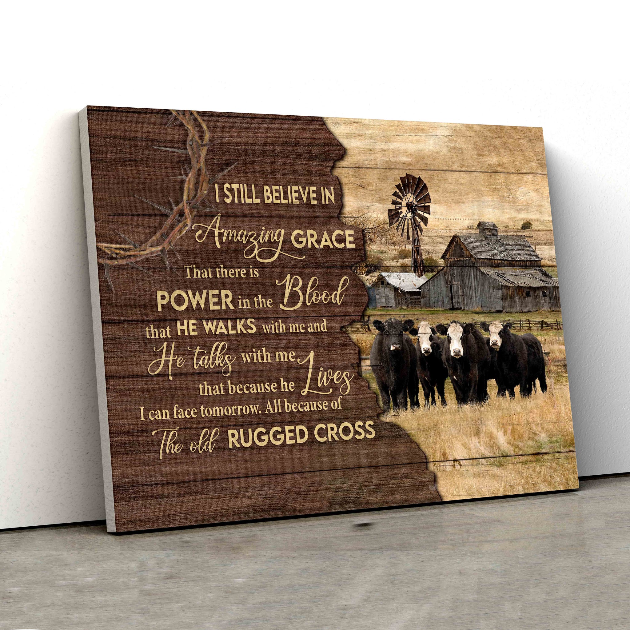 I Still Believe In Amazing Grace Canvas, Angus Canvas, Barn Canvas, Windmill Wall Art, Wall Art Canvas, Gift Canvas
